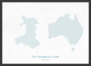 A3 Personalised Country Name Text Map Print - Petrol Blue (Wood Frame - Black)