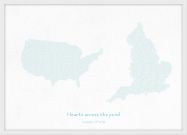 A3 Personalised Country Name Text Map Print - Turquoise (Wood Frame - White)