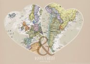 Personalised Location Map Hearts Print