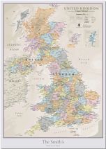 Huge Personalised UK Classic Wall Map (Pinboard)