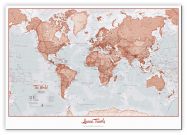 Medium Personalised World Is Art - Wall Map Red (Canvas)