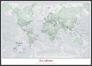Large Personalised World Is Art - Wall Map Rustic (Wood Frame - Black)