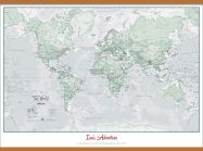 Huge Personalised World Is Art - Wall Map Rustic (Wooden hanging bars)