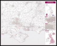 Portsmouth, Southampton and Isle of Wight Postcode Sector Map (Pinboard & framed - Black)