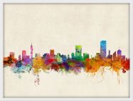 Medium Pretoria South Africa Watercolour Skyline (Wood Frame - White)