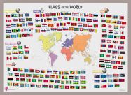 Primary Flags of the World poster (Pinboard & framed - Silver)