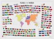 Primary Flags of the World poster (Wood Frame - White)
