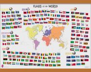 Primary Flags of the World poster (Wooden hanging bars)