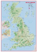 Huge Primary UK Wall Map Physical (Raster digital)
