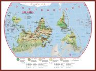 Large Primary Upside Down World Wall Map Environmental (Pinboard & framed - Dark Oak)