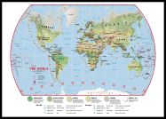 Large Primary World Wall Map Environmental (Pinboard & framed - Black)