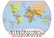 Primary World Wall Map Political with flags