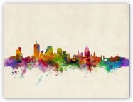 Large Quebec Canada Watercolour Skyline (Canvas)