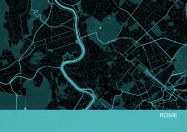 Small Rome City Street Map Print Turquoise (Matt Art Paper)