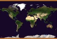 Large Satellite Map of the World (Rolled Canvas with Wooden Hanging Bars)