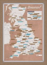 Scratch Off UK Breweries Print (Pinboard & wood frame - Oak Style)