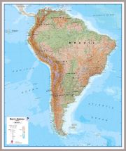 Large South America Wall Map Physical (Pinboard & framed - Silver)