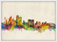 Medium Sydney City Skyline (Wood Frame - White)