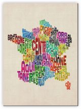 Medium Text Art Map of France (Canvas)