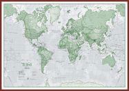 Huge The World Is Art - Wall Map Green (Pinboard & framed - Dark Oak)