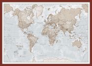Medium The World Is Art - Wall Map Neutral (Pinboard & framed - Dark Oak)