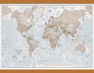 Medium The World Is Art - Wall Map Neutral (Wooden hanging bars)
