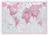 Medium The World Is Art - Wall Map Pink (Canvas)