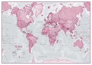 Small The World Is Art - Wall Map Pink (Paper)
