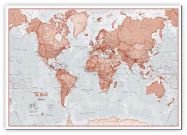 Large The World Is Art - Wall Map Red (Canvas)