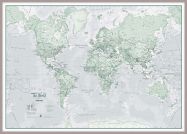 Large The World Is Art - Wall Map Rustic (Pinboard & framed - Silver)