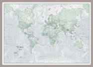 Medium The World Is Art - Wall Map Rustic (Pinboard & framed - Silver)