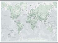 Large The World Is Art - Wall Map Rustic (Hanging bars)