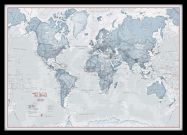 Medium The World Is Art - Wall Map Teal (Pinboard & framed - Black)