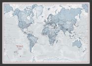 Medium The World Is Art - Wall Map Teal (Wood Frame - Black)