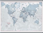 Medium The World Is Art - Wall Map Teal (Hanging bars)