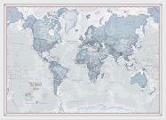 Medium The World Is Art - Wall Map Teal (Wood Frame - White)