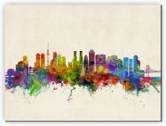 Huge Tokyo Japan Watercolour Skyline (Canvas)