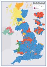 Huge UK Parliamentary Constituency Boundary Wall Map (December 2019 results) (Raster digital)
