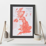 UK as Art Map - Gravlax (Wood Frame - Black)