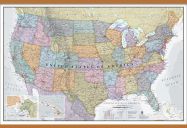 Large USA Classic Wall Map (Rolled Canvas with Wooden Hanging Bars)