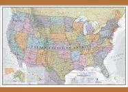 Medium USA Classic Wall Map (Wooden hanging bars)