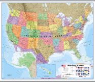 Large USA Wall Map Political (Hanging bars)