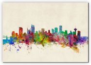 Large Vancouver Canada Watercolour Skyline (Canvas)