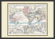 Medium Vintage British Empire World Map 1896 (Wood Frame - Black)