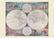 Vintage Double Hemisphere World Map 1689