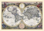 Vintage Double Hemisphere World Map 1700