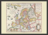 Medium Vintage Gerard Mercator Europe Map 1606 (Pinboard & wood frame - Black)