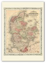 Extra Small Vintage Johnsons Map of Denmark (Canvas)