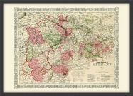 Small Vintage Johnsons Map of Germany No 2 (Pinboard & wood frame - Black)