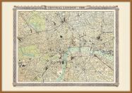 Large Vintage London Map from the Royal Atlas 1898 (Pinboard & wood frame - Teak)